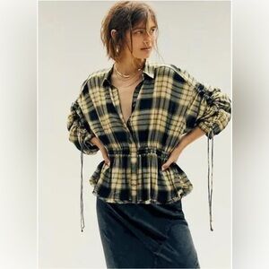 NWT: Free People We The Free Pacific Dawn Plaid Top